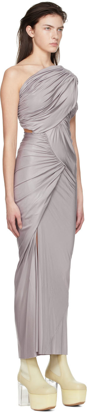 rick owens purple dress Abito cutout coated-denim mini dress - fuchsia