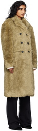 Andersson Bell Khaki Fields Buttons Faux-Fur Coat