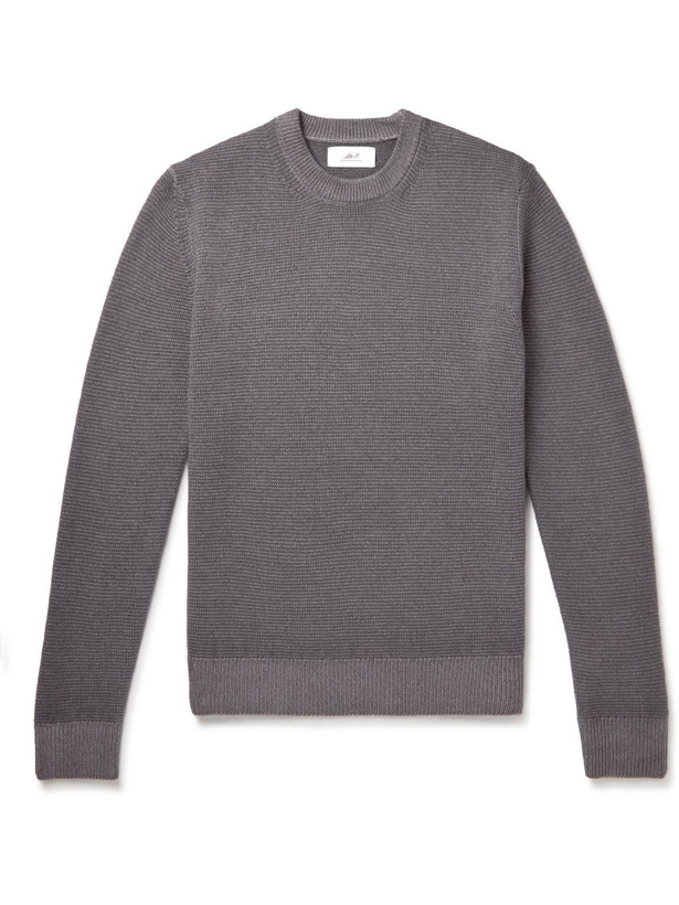 Photo: Mr P. - Garment-Dyed Waffle-Knit Merino Wool Sweater - Gray
