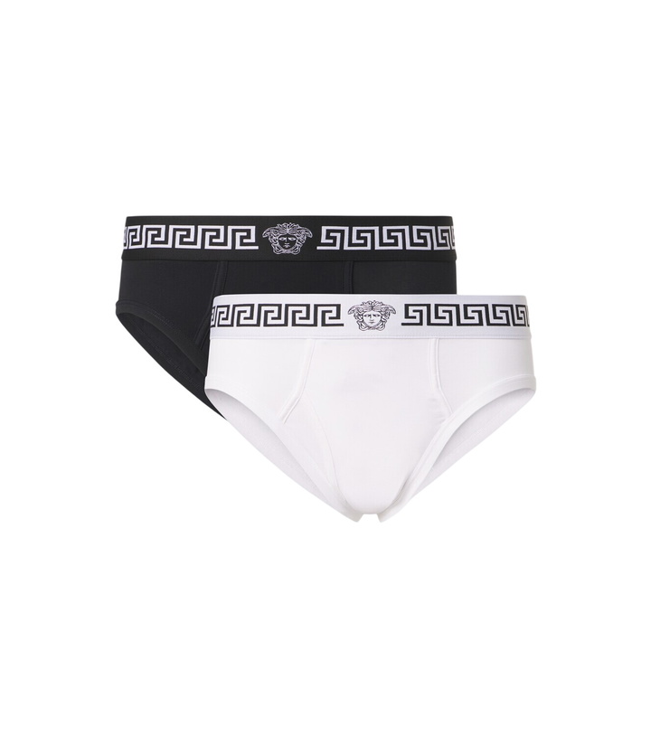 Photo: Versace Set of 2 Greca Border cotton-blend briefs