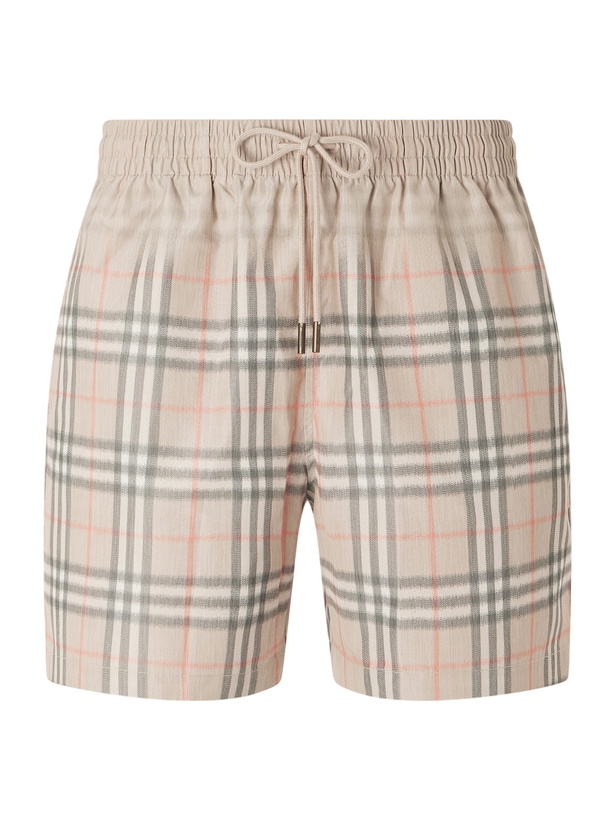 Photo: Burberry - Straight-Leg Mid-Length Checked Swim Shorts - Neutrals