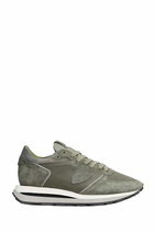 Philippe Model Tropez Haute Low Sneakers In Green Suede And Leather