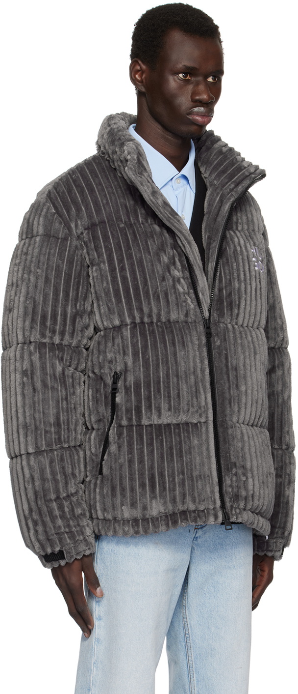 Hugo Gray Faux-Fur Puffer Jacket