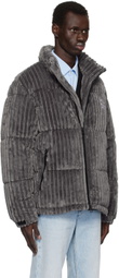 Hugo Gray Faux-Fur Puffer Jacket