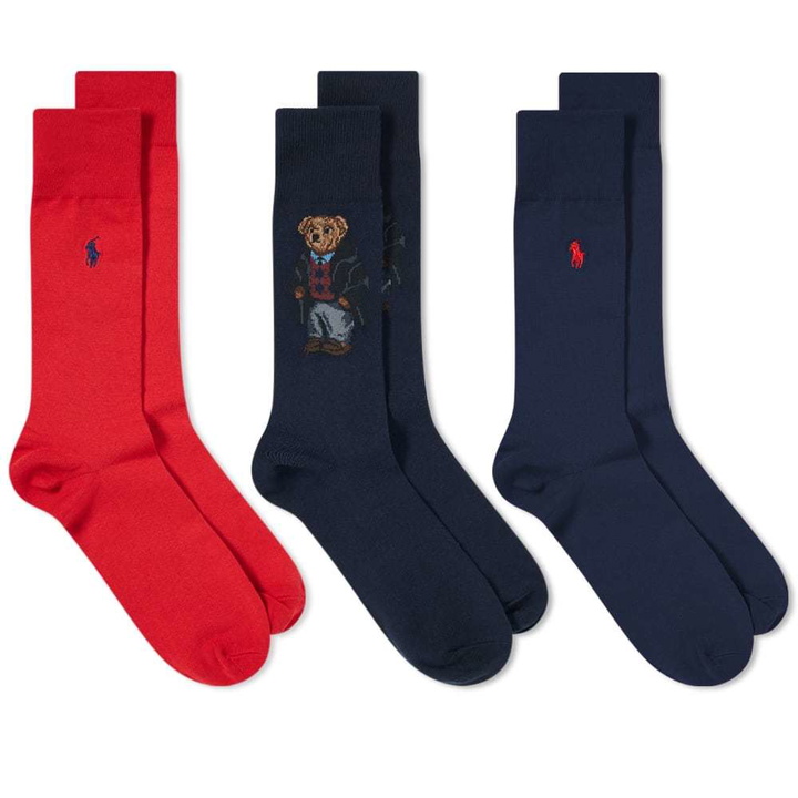 Photo: Polo Ralph Lauren Bear Sock - 3 Pack Multi