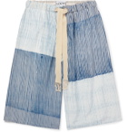 Loewe - Wide-Leg Striped Crepe Drawstring Bermuda Shorts - Blue