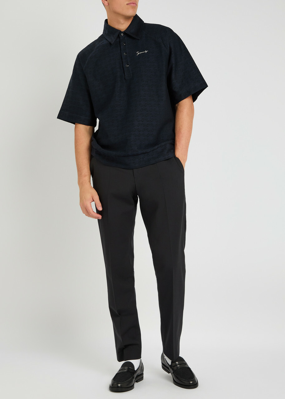 Givenchy Patterned-intarsia Cotton Polo Shirt Black