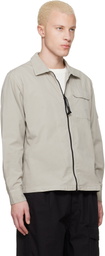 C.P. Company Beige Organic Gabardine Zipped Lens Overshirt