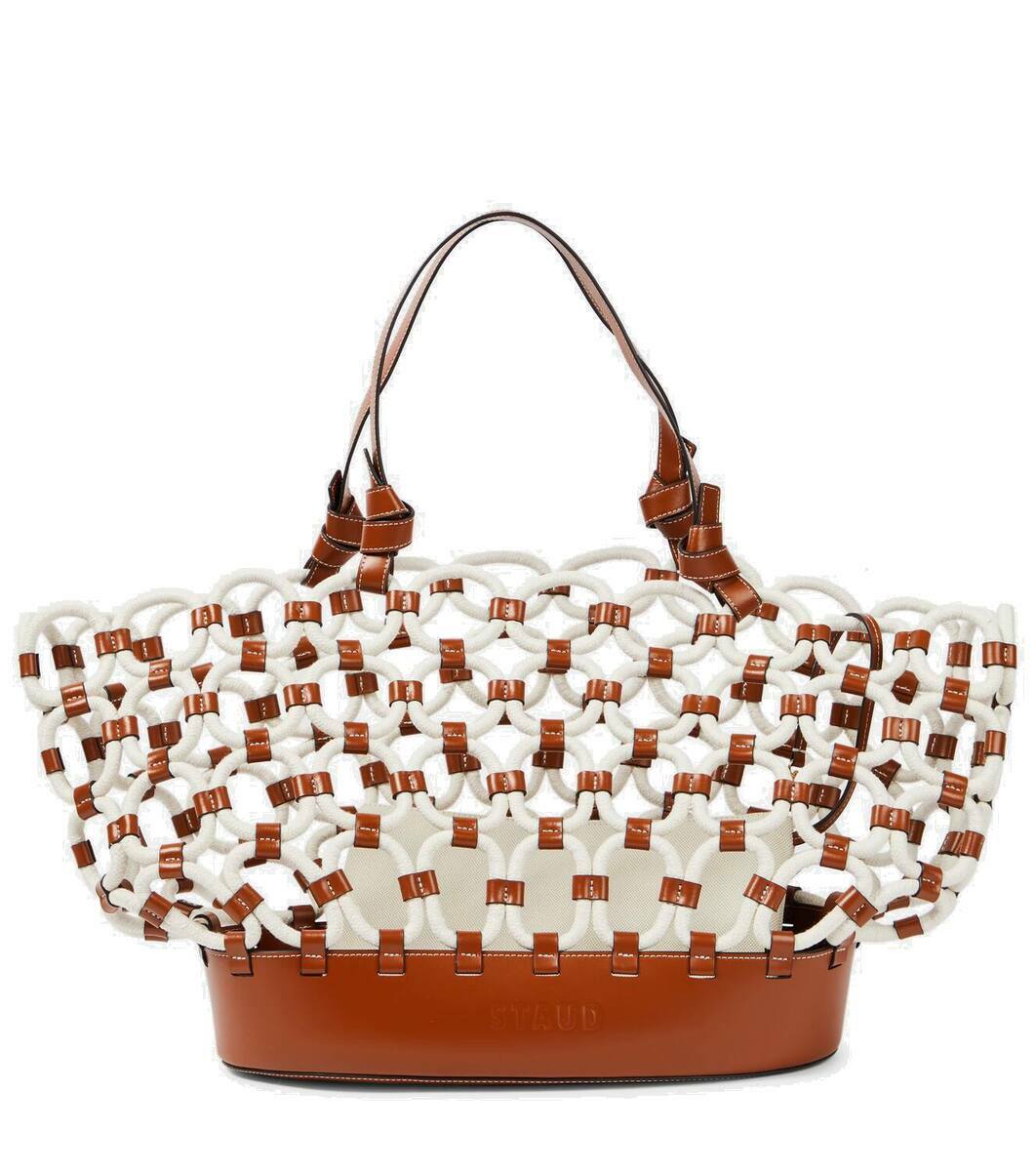 【Staud】 Squilloレザートリムトートバッグ Staud Squillo leather-trimmed tote bag Staud