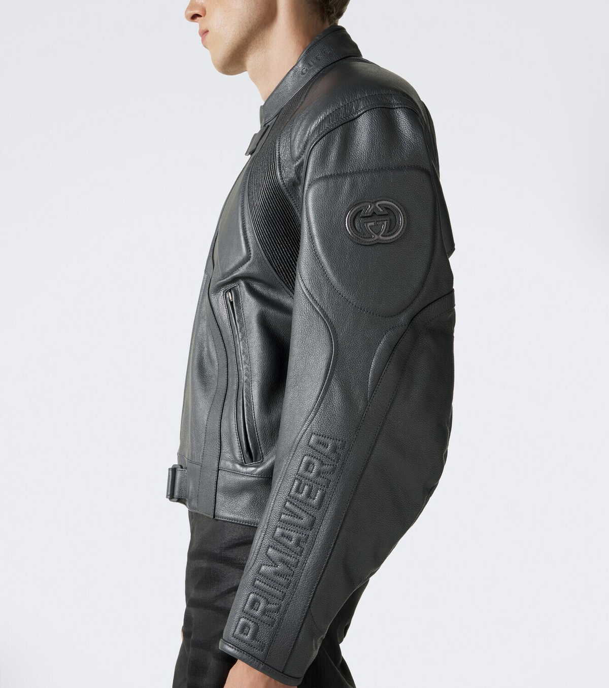 Gucci GG leather biker jacket