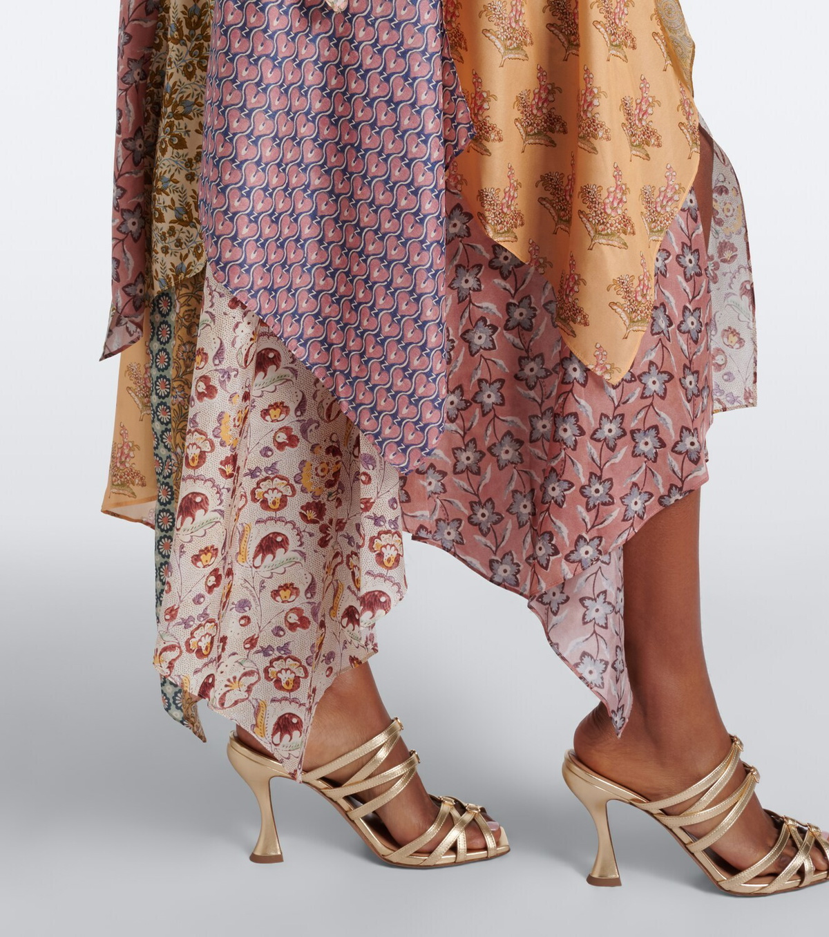 Zimmermann Fairlight patchwork silk midi dress