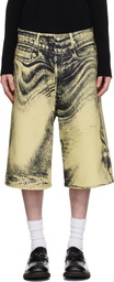 CAMPERLAB Yellow & Black Distorted Denim Shorts