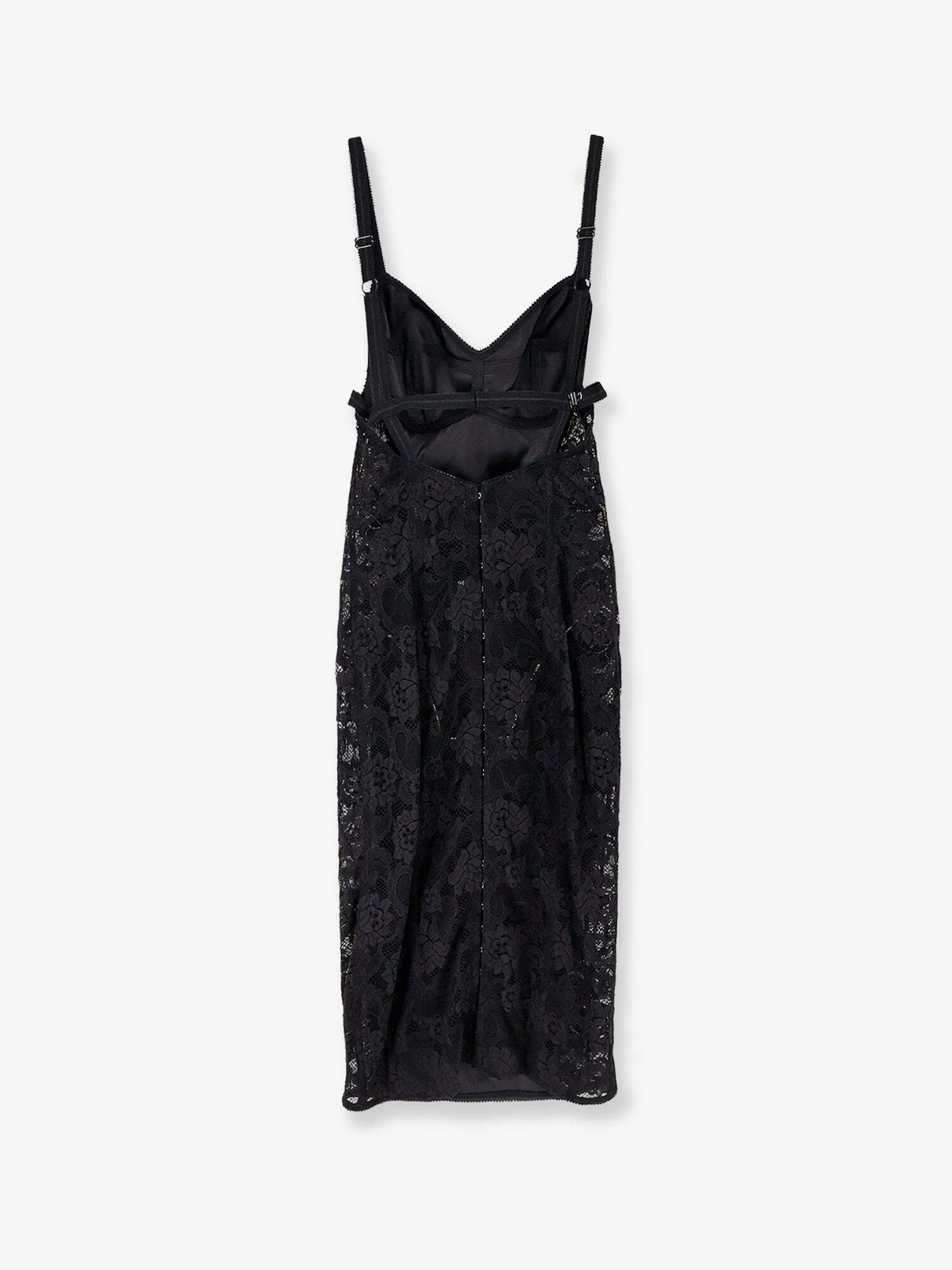 black dress with fringe sleeves Dolce & Gabbana Stretch Satin Midi Corset Dress main image 0
