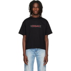 Versace Black Embroidered-Logo Cotton-Jersey Regular T-shirt