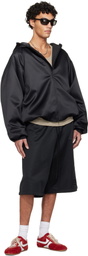 Fear of God ESSENTIALS Black Holiday Satin Fleece Relaxed Shorts