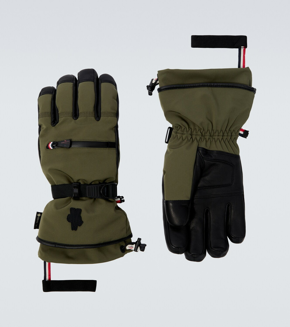 Moncler Grenoble Leather-trimmed ski gloves