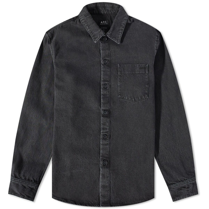 Photo: A.P.C. Men's Vittorio Denim Overshirt in Washed Black