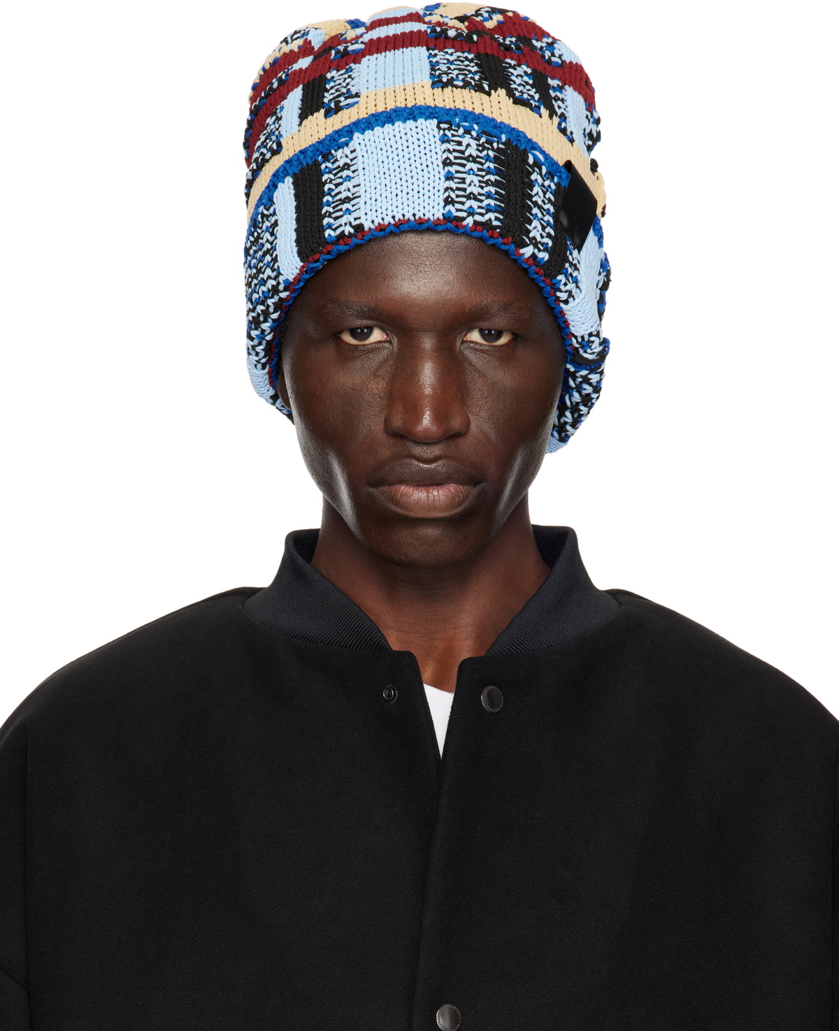 Multicolor Knit Beanie Satin Lined Knit Beanie Red Multicolor – Breezy Tee main image 4