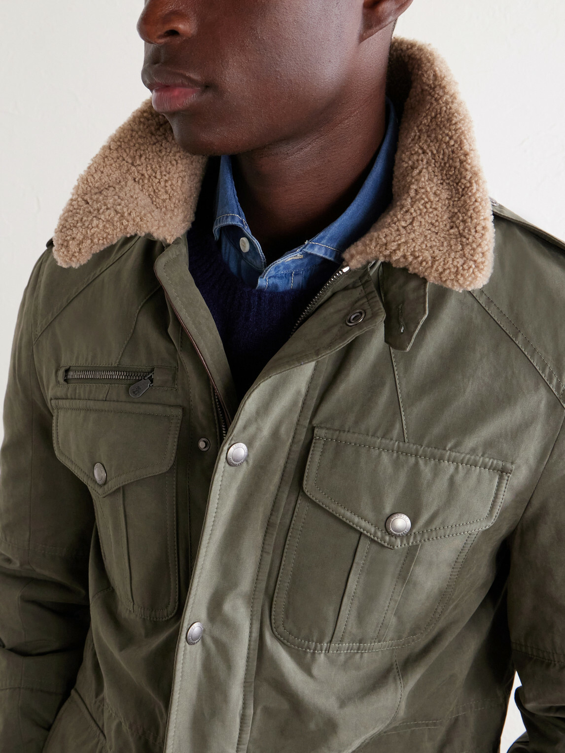 Brunello Cucinelli - Shearling-Trimmed Padded Canvas Jacket - Green