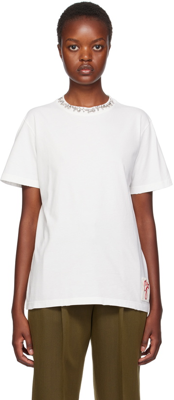 Photo: Golden Goose White Cabochon Crystal T-Shirt