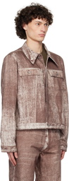 CAMPERLAB Burgundy Paint Print Denim Jacket