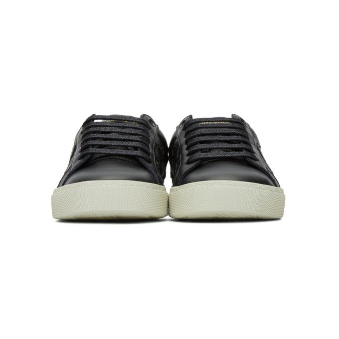 Saint Laurent Black Glitter Stars Court Classic Sneakers