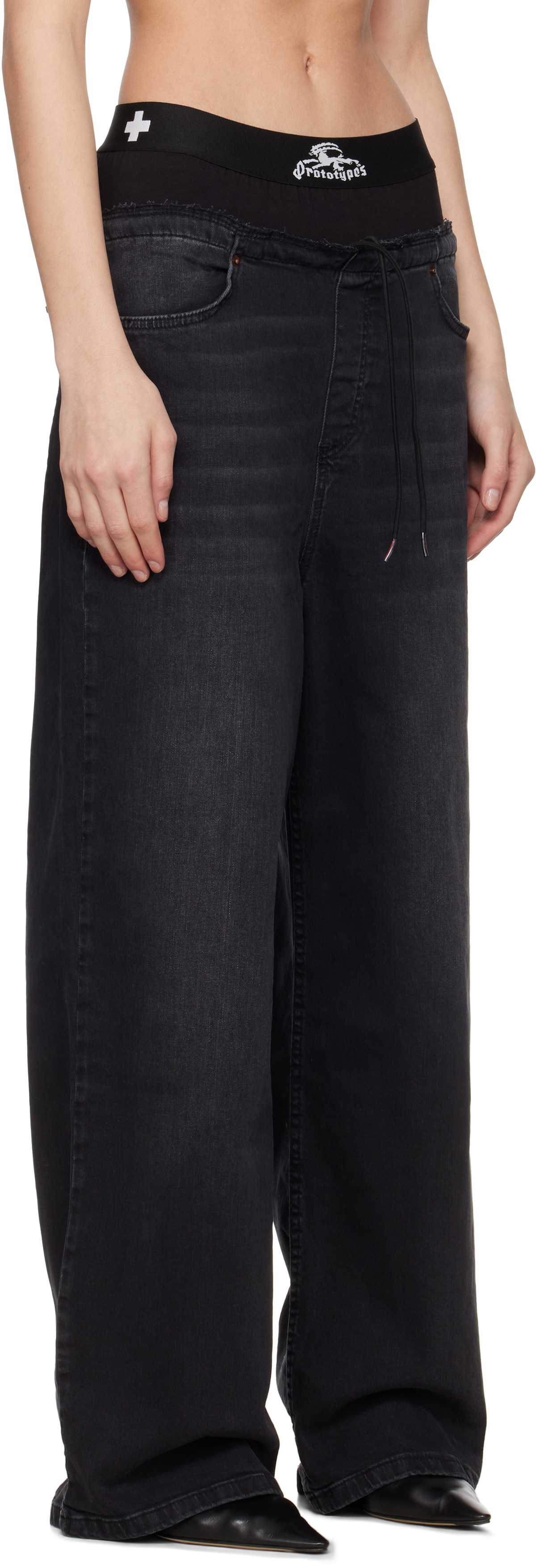 Prototypes Black Waistband Regular Jeans