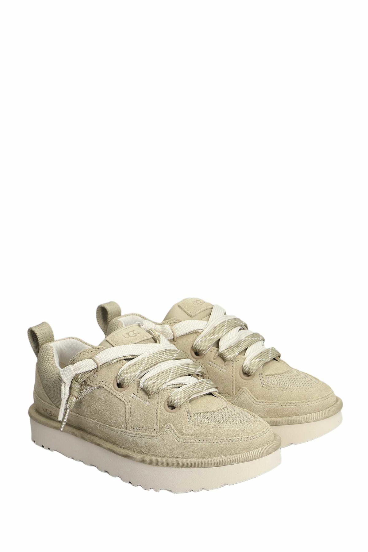 UGG Lo Lowmel Slipper-mule In Beige Suede And Fabric