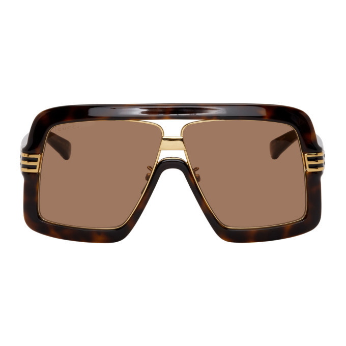 Photo: Gucci Brown and Gold Square Sunglasses