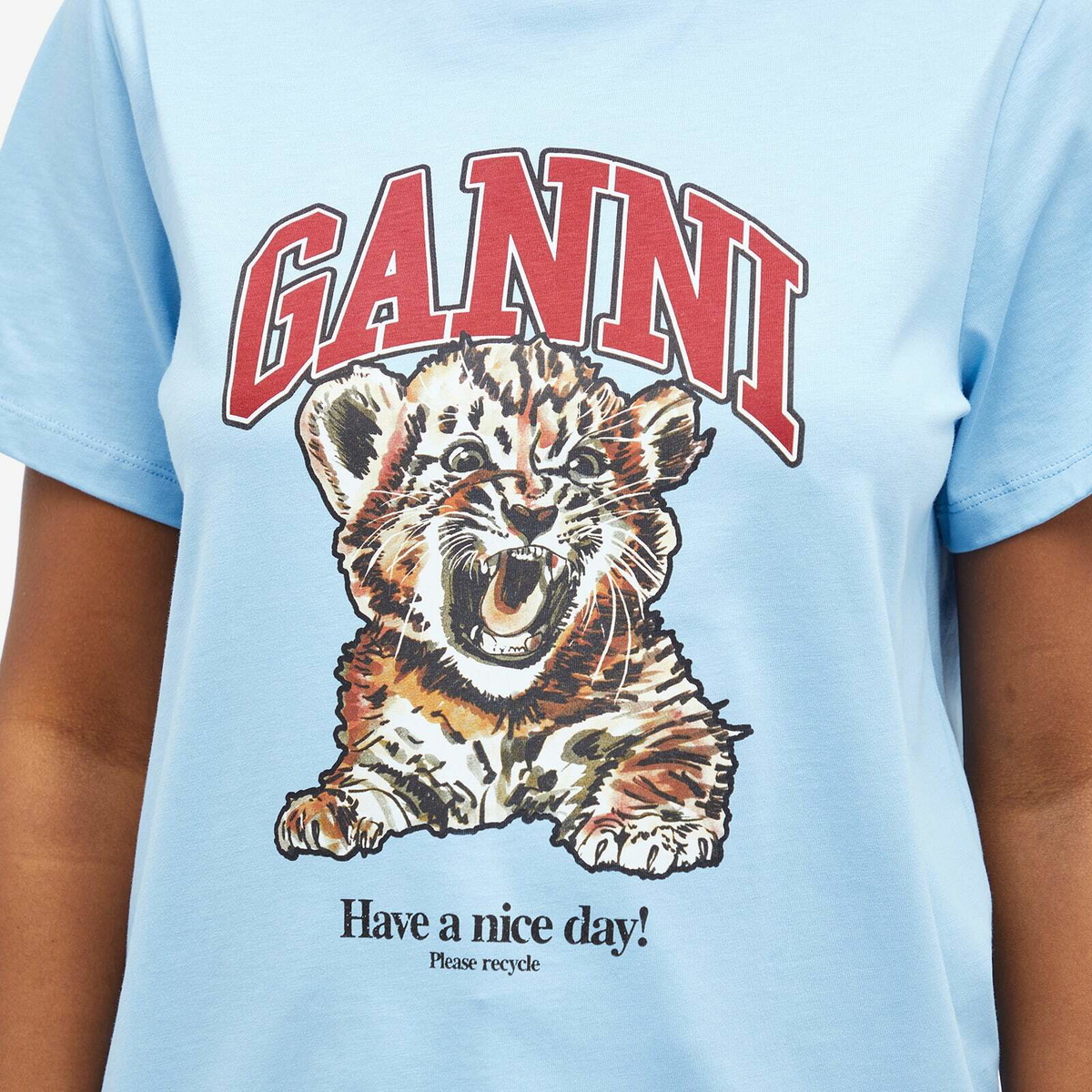 GANNI Women's Basic Jersey Tiger Relaxed T-shirt in Blissful Blue