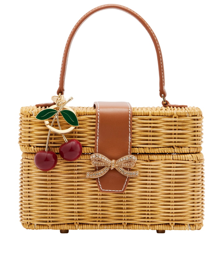 Photo: Self-Portrait Mini rattan top-handle bag