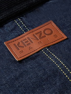 KENZO - Corduroy-Trimmed Embroidered Demin Jacket - Blue