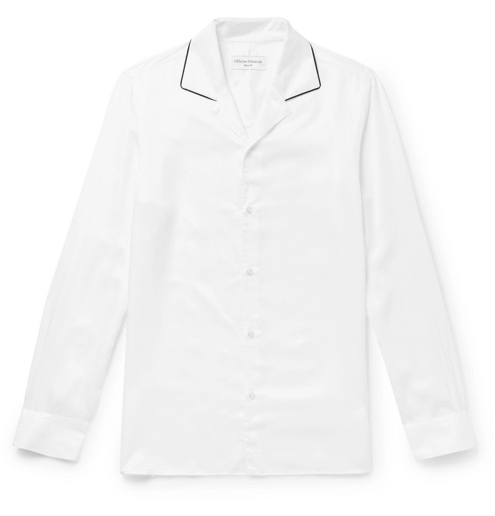 Photo: Officine Generale - Camp-Collar Contrast-Tipped Lyocell Shirt - White