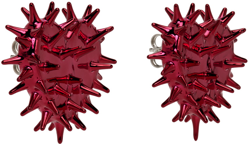 HUGO KREIT SSENSE Exclusive Pink Spiky Heart Earrings
