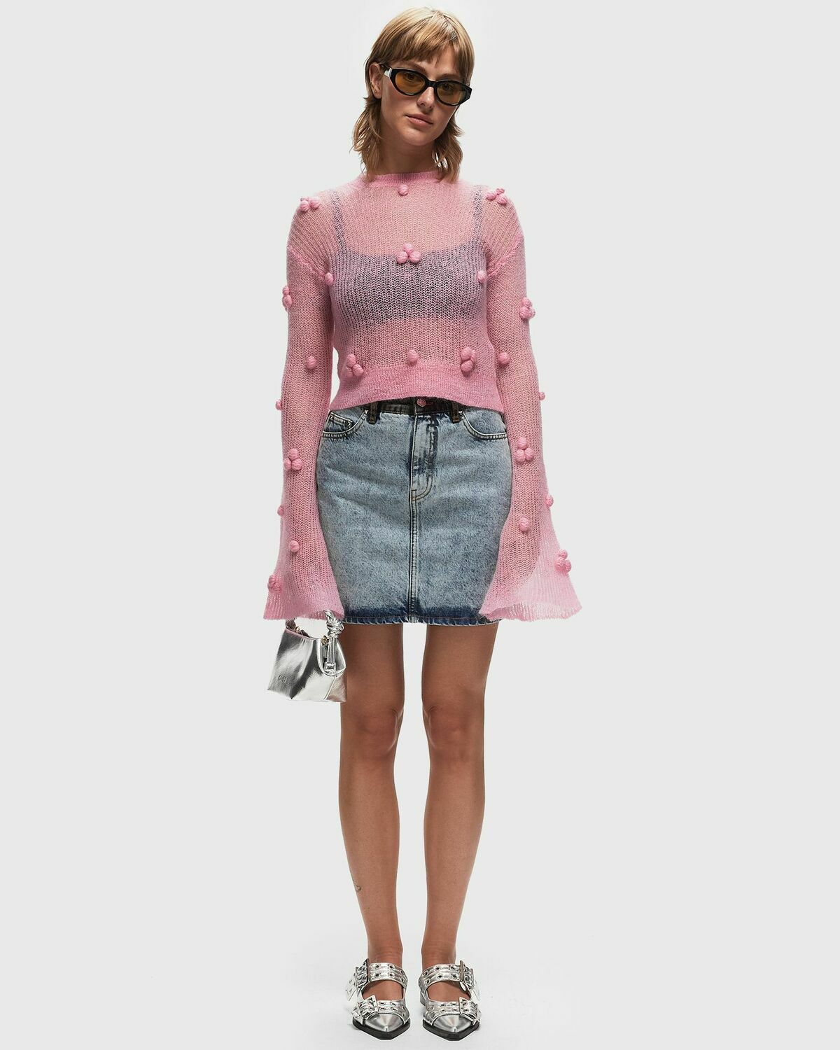 Rotate Birger Christensen Mini Patchwork Skirt Blue Skirts