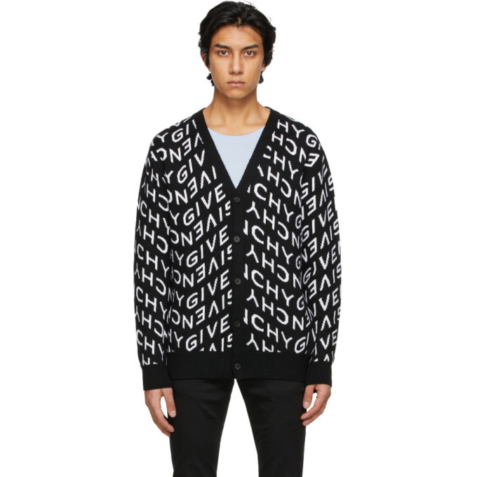 Photo: Givenchy Black and White Refracted Logo Cardigan
