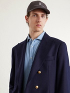 Brunello Cucinelli - Logo-Embroidered Leather-Trimmed Cotton-Twill Baseball Cap - Brown