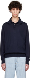 Bottega Veneta Navy Inverted Seam Polo