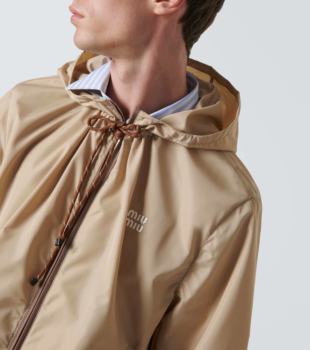 Miu Miu Logo embroidered technical jacket Miu Miu