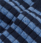 William Lockie - Ribbed Striped Cashmere-Blend Socks - Blue