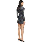 Diesel Blue & Brown Printed Crystal Details Minidress