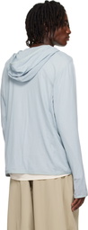 AMOMENTO Blue Mesh Hooded Zip Jacket