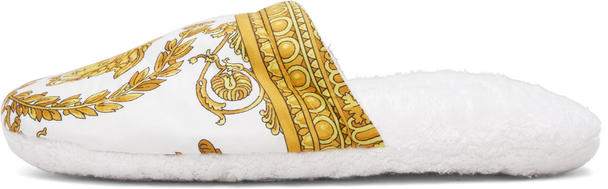 Versace White 'I Heart Baroque' Slippers