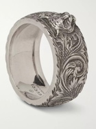 GUCCI - Tiger-Embellished Burnished Sterling Silver Ring - Silver