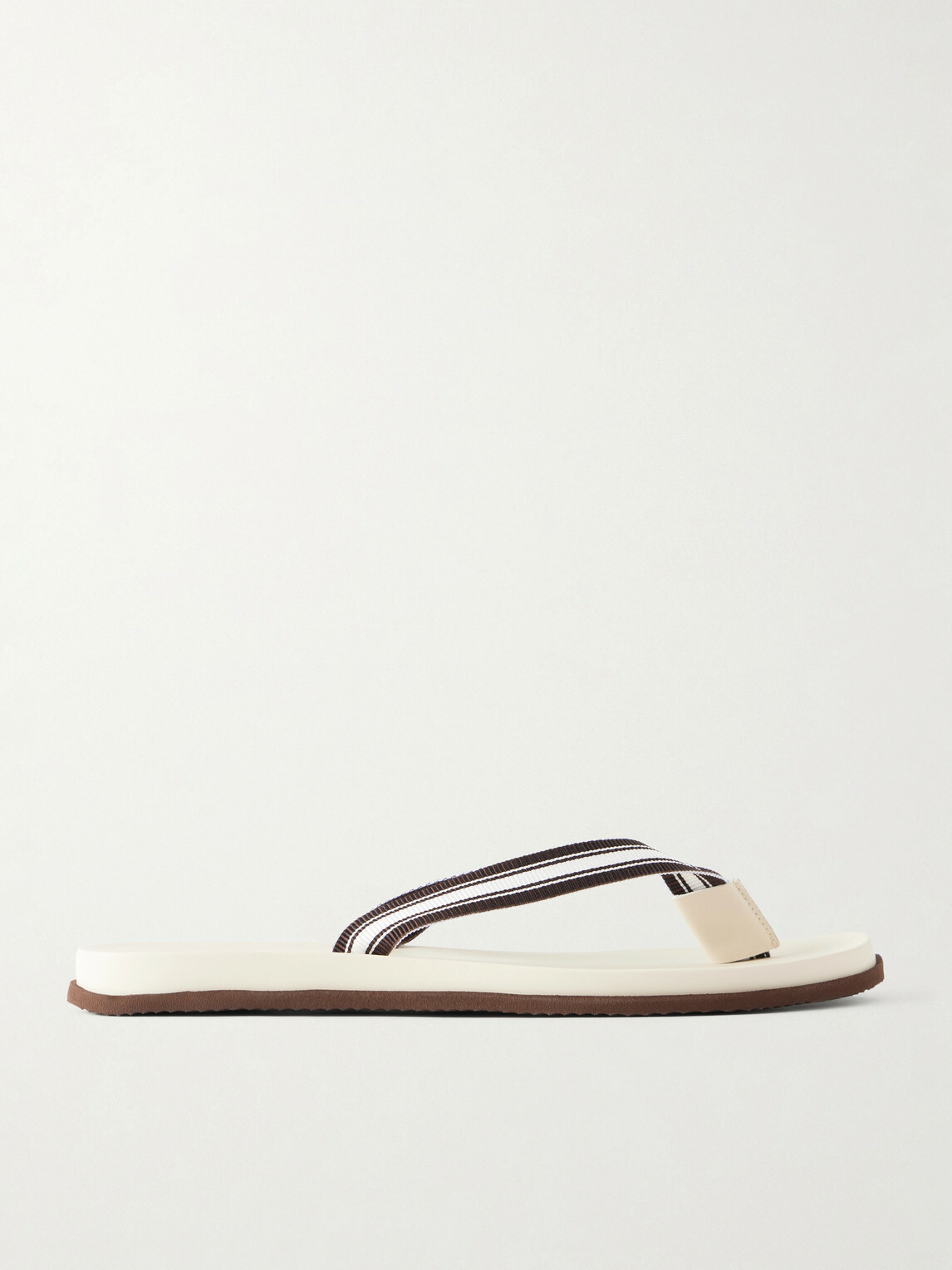 Brunello Cucinelli - Striped Grosgrain Flip Flops - White