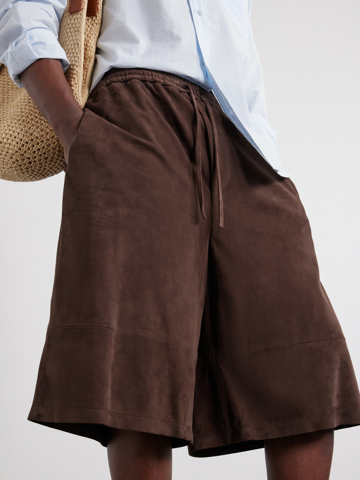 LOEWE - Paula's Ibiza Suede Casual Shorts - Brown