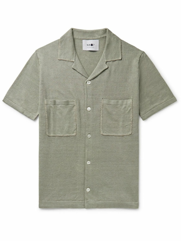 Photo: NN07 - Henry 6565 Camp-Collar Linen Shirt - Green