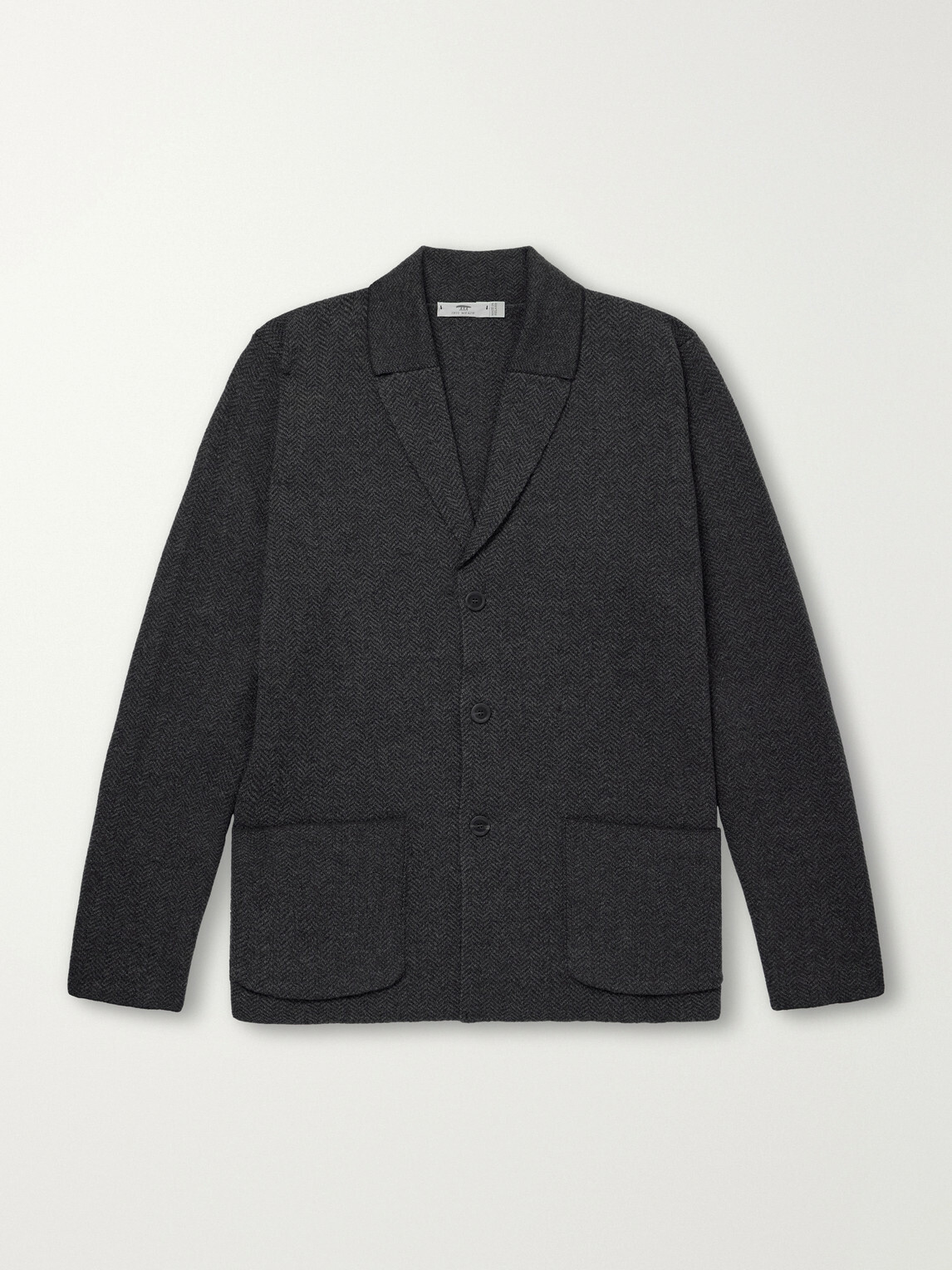 Inis Meáin - Herringbone Merino Wool Cardigan - Gray