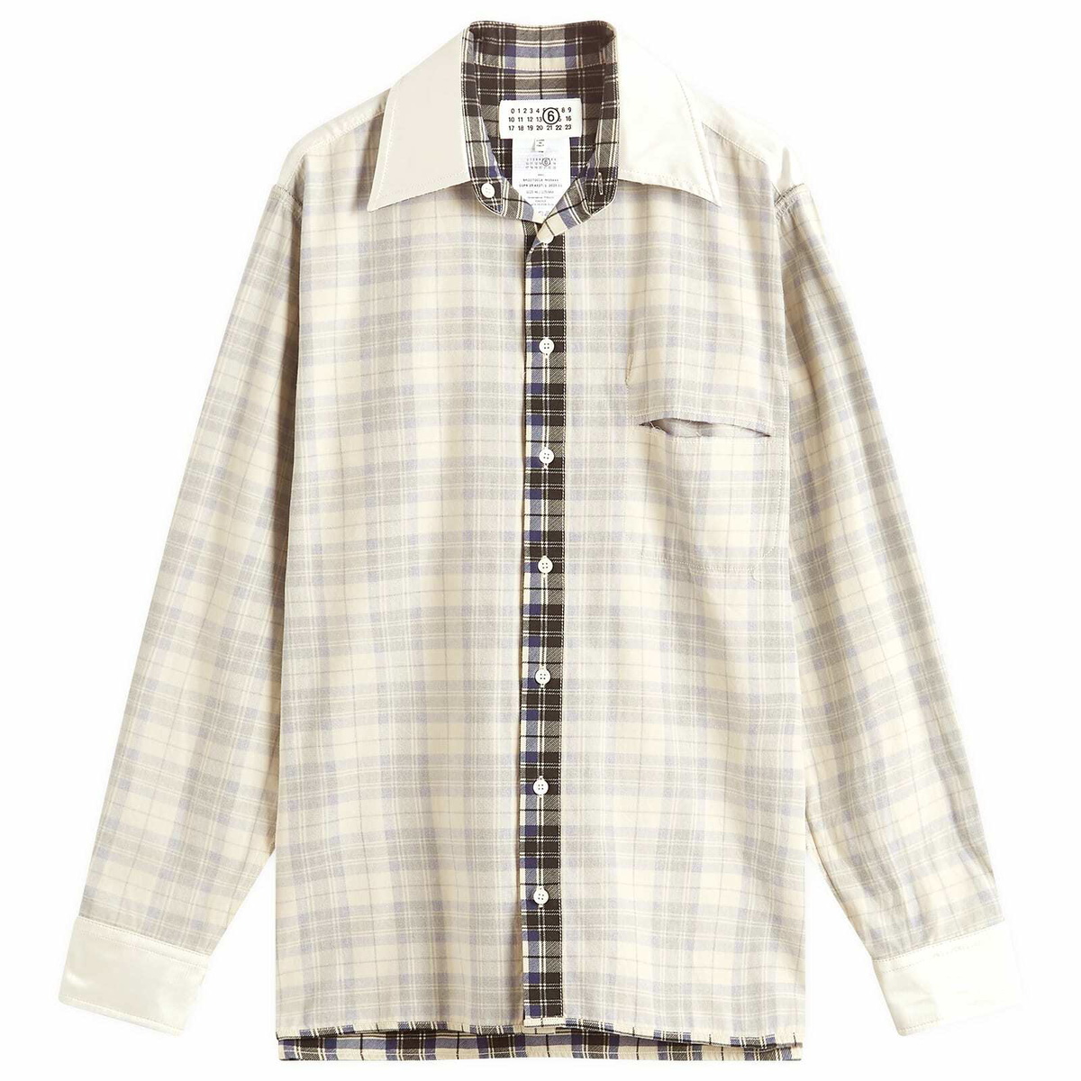 MM6 チェック柄シャツ MM6 Maison Margiela Men's Reversible Plaid Check Shirt in Black