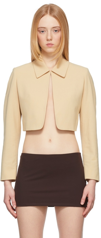 Photo: TheOpen Product Beige Collared Cropped Jacket